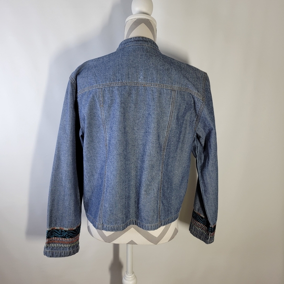 Chicos Denim Embroidered Open Front Jacket Size 1/size 8 - Picture 5 of 9